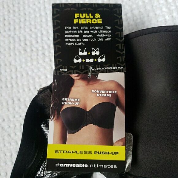 NEW Maidenform Bra Strapless Push-up Bra Basically Sexy 34C Black Lace NWT - Picture 9 of 9